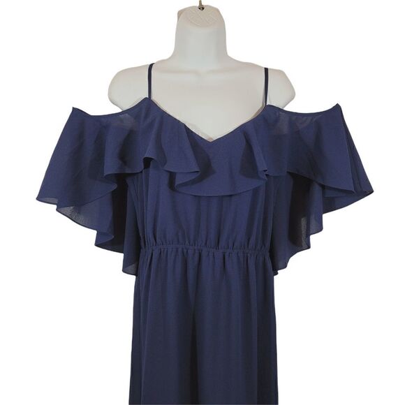 NEW Ali & Jay Love Story Cold Shoulder Maxi Dress In Navy Blue Size Large - Picture 10 of 16